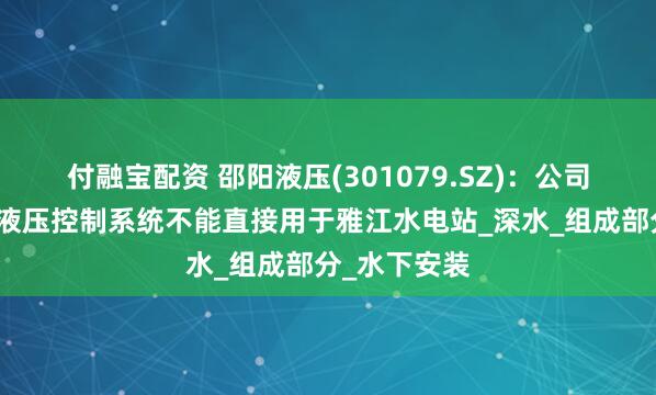付融宝配资 邵阳液压(301079.SZ)：公司深海机器人液压控制系统不能直接用于雅江水电站_深水_组成部分_水下安装